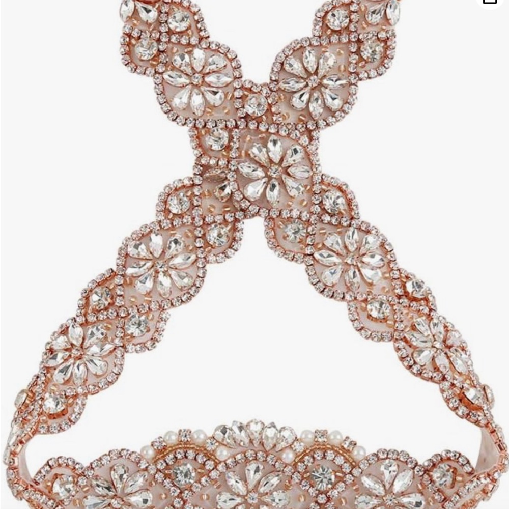 Handmade Rosegold Rhinestone Ivory Wedding Bridal Belt
